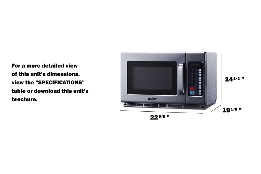23' Wide Commercial Microwave – 2100W, Stainless Steel, NSF Certified