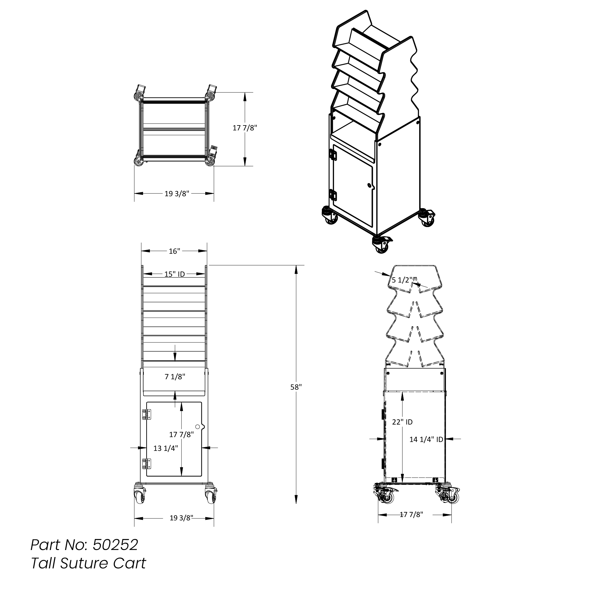 Tall Slanted Suture Cart With Clear Door