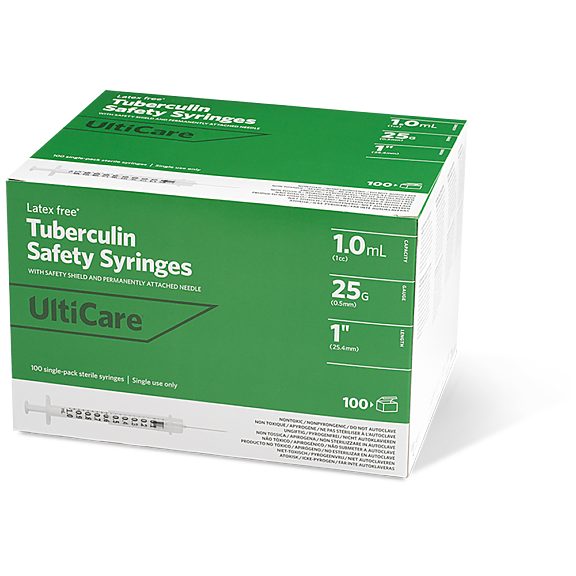 Tuberculin Safety Syringe with Permanently Attached Needle, Low Dead Space, 1 mL