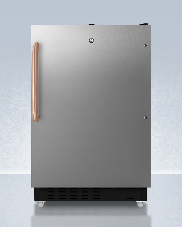 21" Wide Built in Undercounter ADA Compliant Refrigerator Freezer with Front Lock and Copper Handle