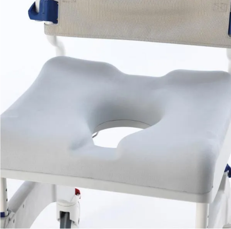 Aquatec Ocean Premium Mobile Shower Chair with Collection Pan, Lid and Support Rail