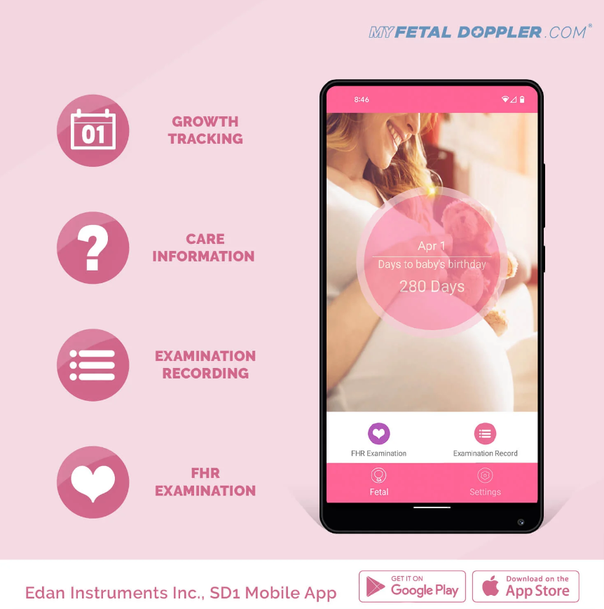 All in One Ultrasonic Pocket Doppler Fetal Doppler with Bluetooth