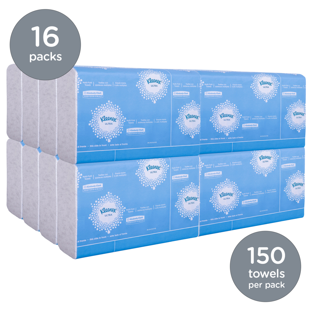 Kleenex Reveal, Multi Fold Hand Towels, 8" x 9.4", White