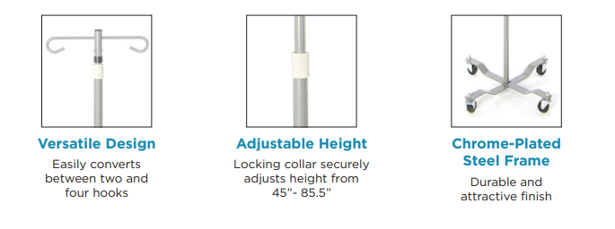 Protekt IV Pole Stand, 4 Legs, 2 Hooks Adjustable Height