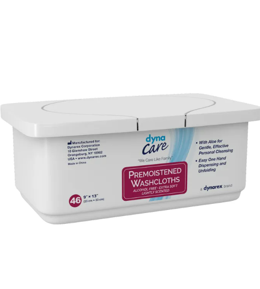 DynaCare Premoistened Adult Washcloths, 9" x 13"
