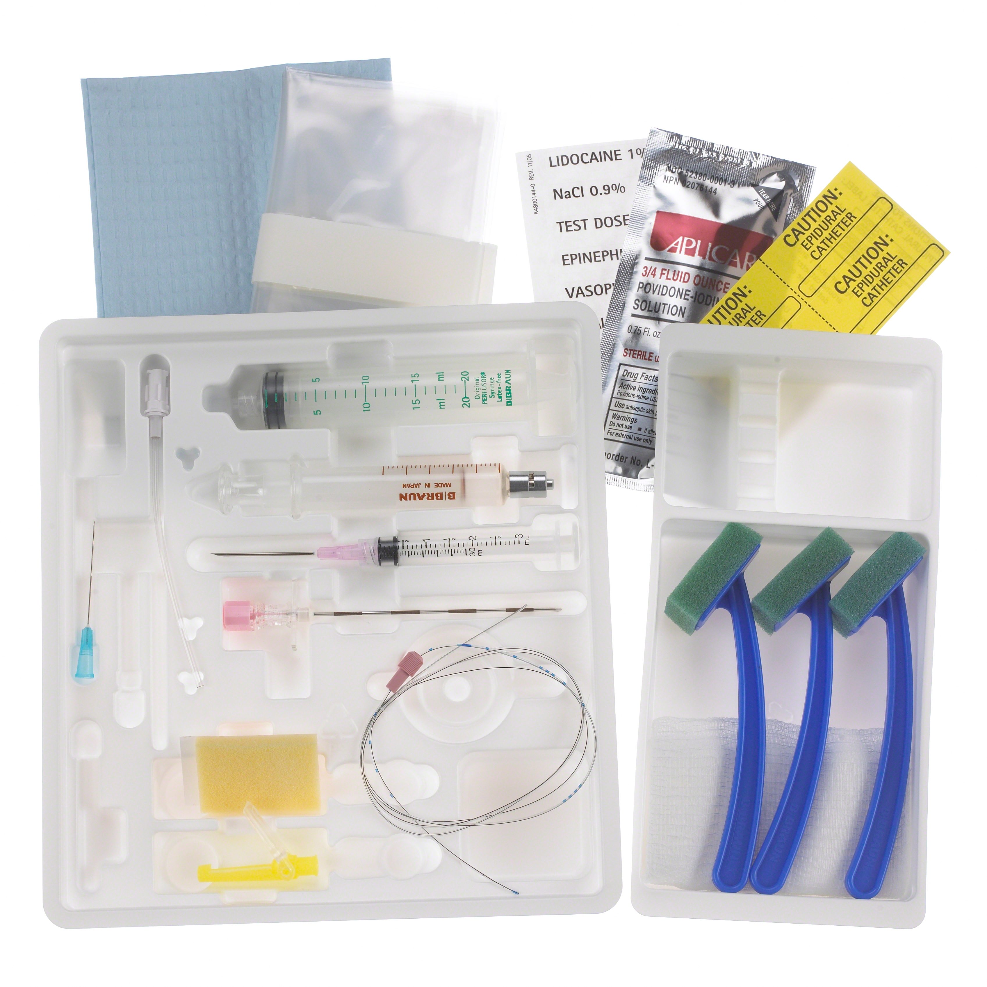 Basic Continuous Epidural Tray, 18G x 3.5" Hustead Needle and 20G Closed Tip Catheter