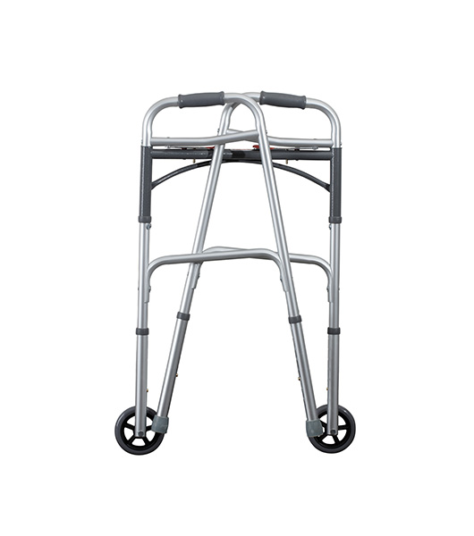 Adult 2 Button Folding Walker with 5" Wheels