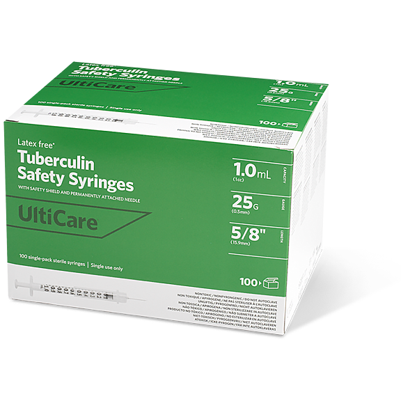 Tuberculin Safety Syringe with Permanently Attached Needle, Low Dead Space, 1 mL