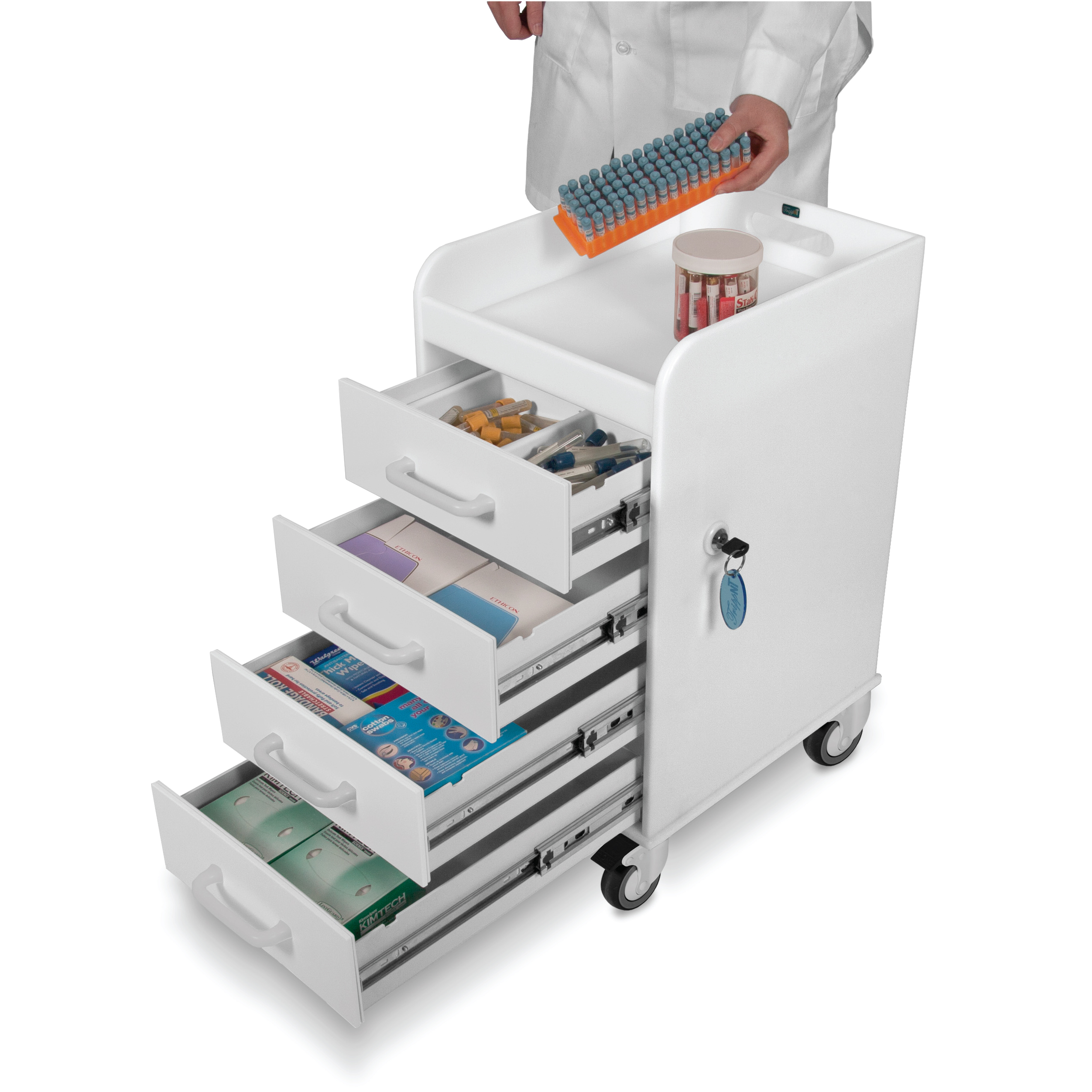 Compact Cart with White Drawers White