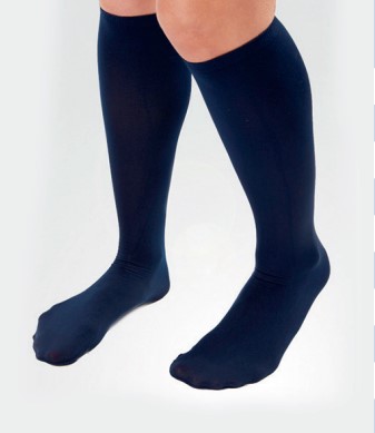 AMPS Compression Garments, 15 20mmHg Knee Length, Full Foot, Ribbed Finish