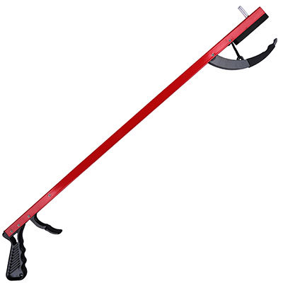 Red Pistol Grip Reaching Aid with Open Jaw