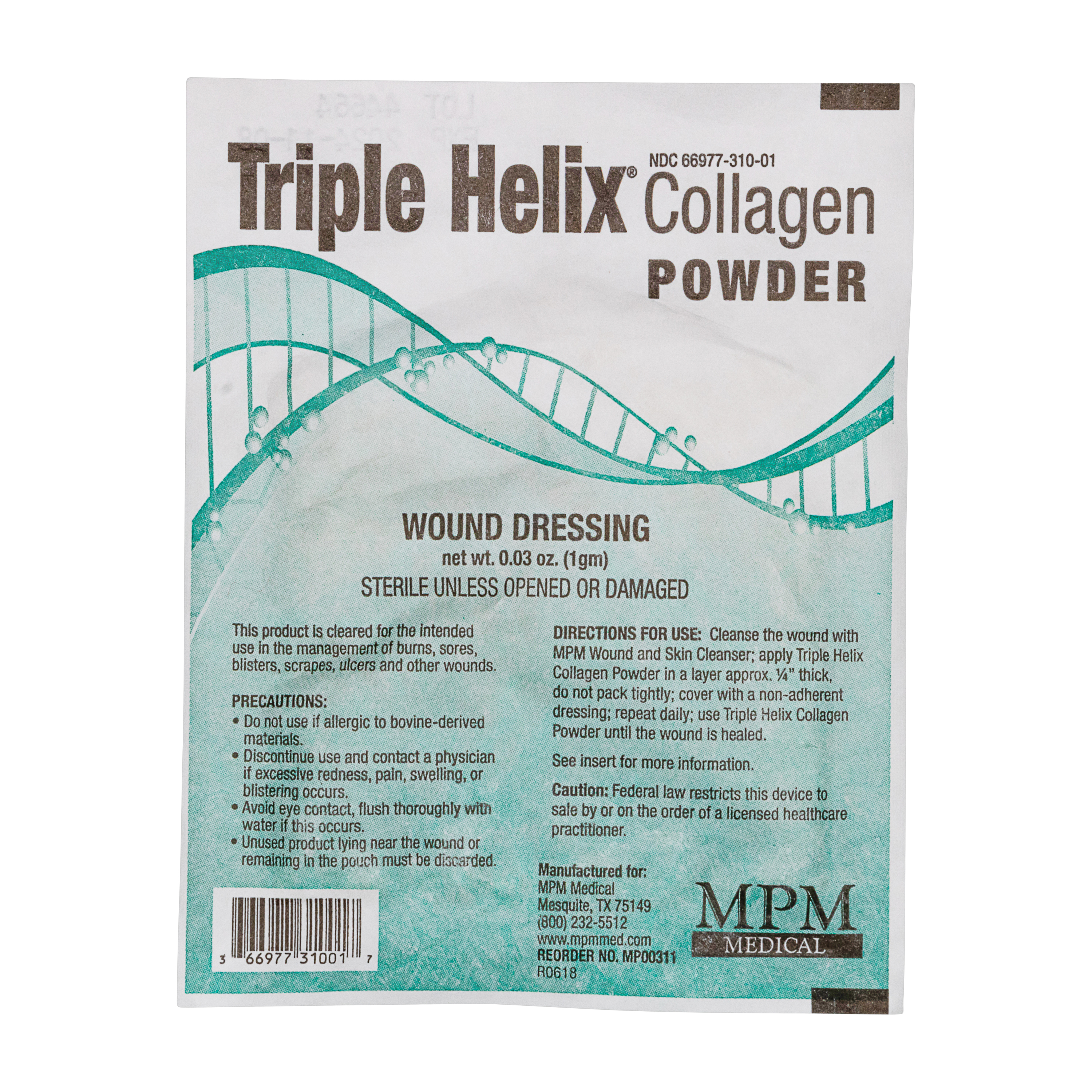 Triple Helix Collagen Dressing Powder 1 gram Sterile