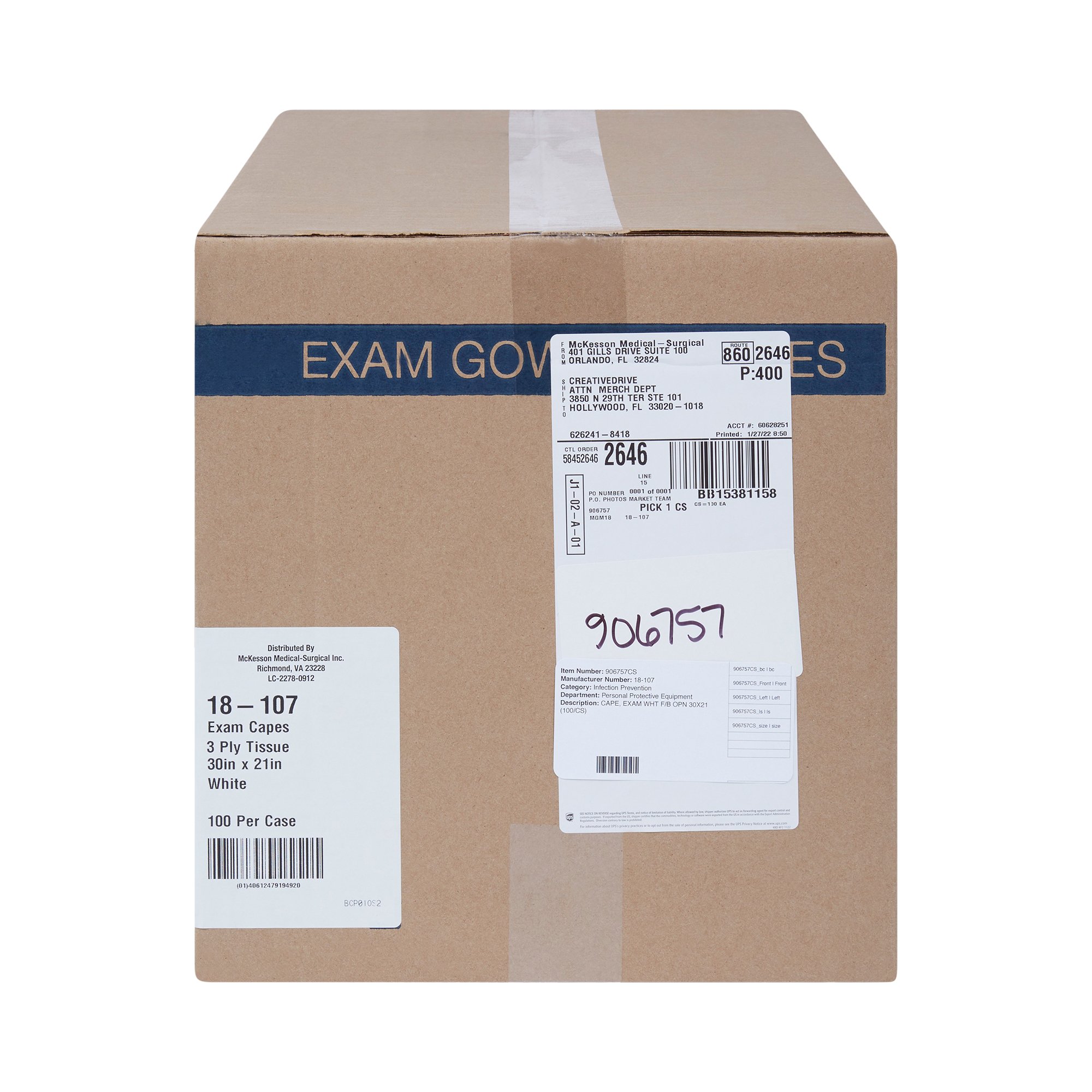 Exam Cape White Front / Back Opening without Closure Unisex 