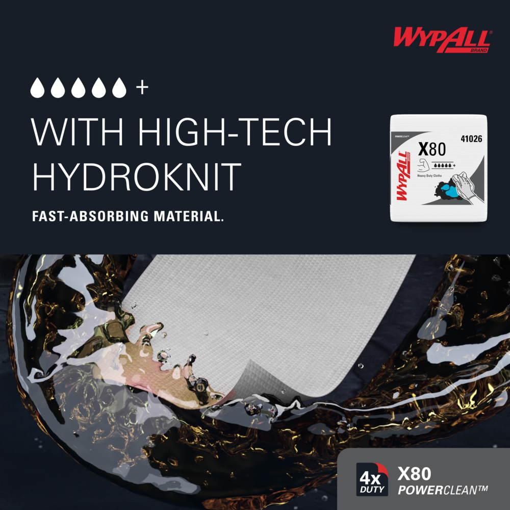 WypAll Power Clean X80 Heavy Duty Cloths