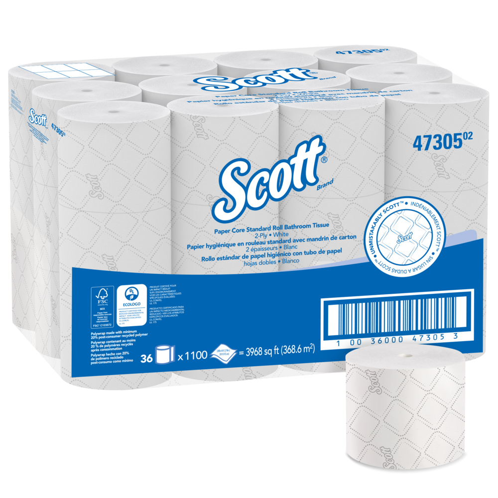 Scott Pro, Paper Core Bath Tissue, 3.9" x 3.7", White