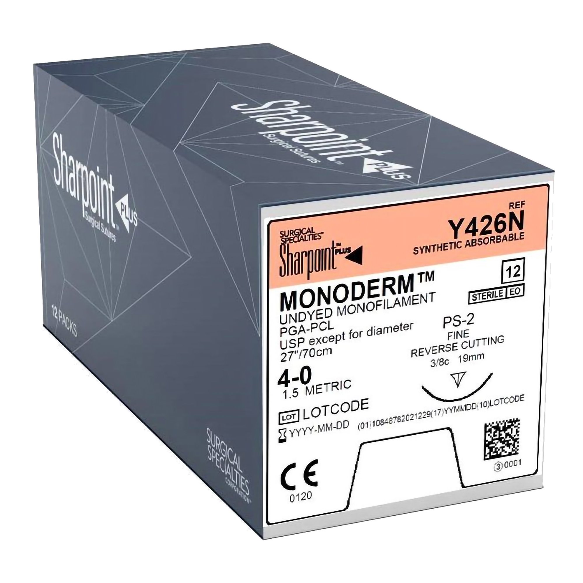 Monoderm Precision Reverse Cutting Needle, PS 2, Undyed Monofilament