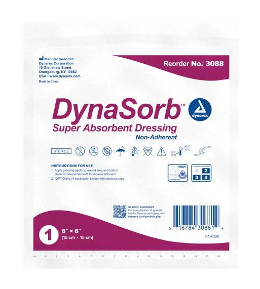 DynaSorb Super Absorbent Dressings, Sterile