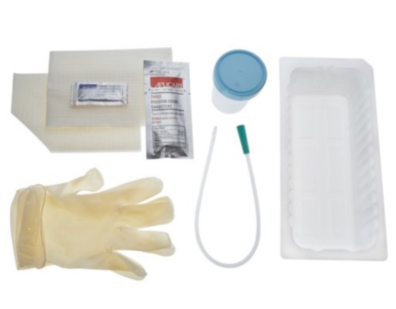Urethral Tray with 16" PVC Latex Free Catheter, 14 Fr