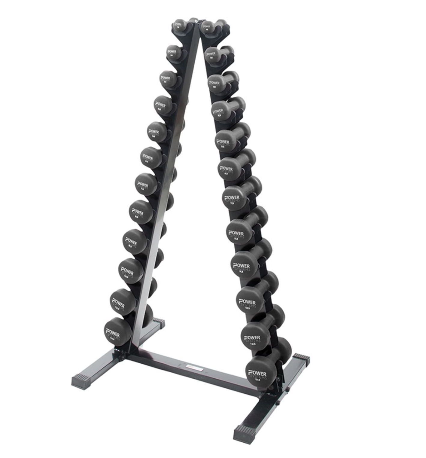Dumbbell Vertical Rack, with Black Neoprene DB Set 1 / 15 lbs