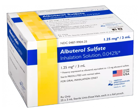 Albuterol Sulfate Inhalation Solution 0.042%, 1.25 mg/3 ml