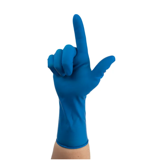High Risk Latex Exam Gloves, Powder Free, Non Sterile, Blue