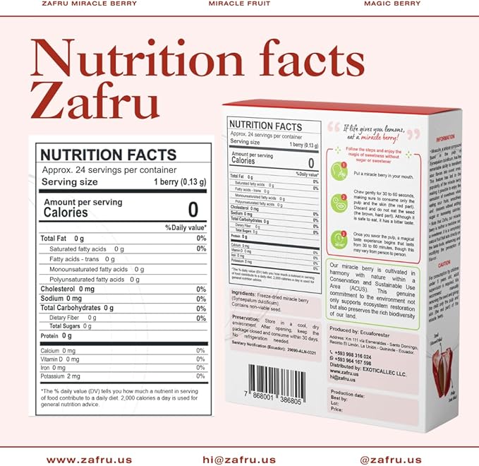 Miracle Berry - Miracle Fruit - Freeze-Dried Flavor-Changing Berry 24 Pack