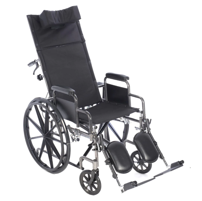 Reclining Wheelchair with Rear Anti Tippers & Elevating Leg Rests