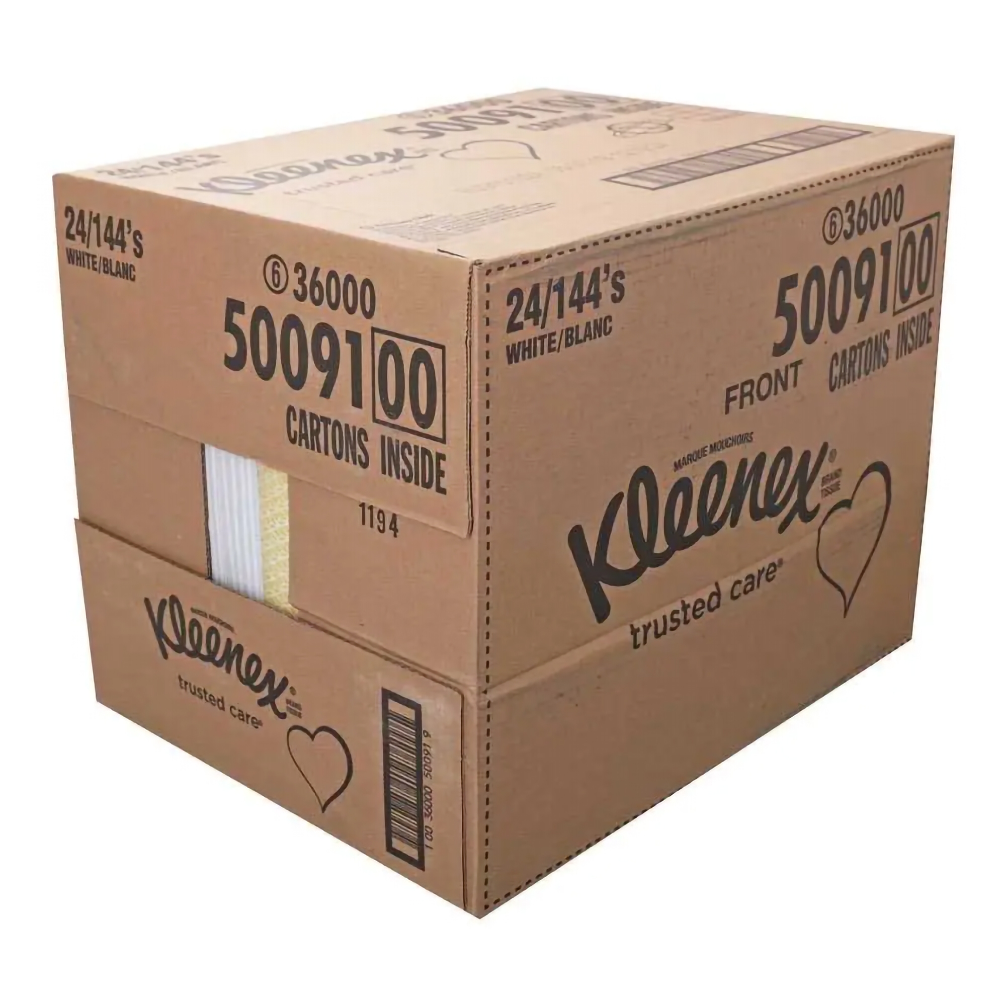 Kleenex Facial Tissue, 8.2" x 8.4", White, 2 Ply