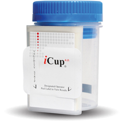 iCup Drugs of Abuse Test AD, 10 Drug Panel with Adulterants, AMP, BAR, BZO, COC, mAMP MET, MTD, OPI, OXY, PPX, THC, CR, OX, pH
