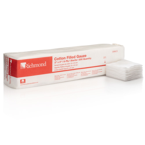 Cotton Filled Exodontia Sponge, 2" x 2", 8 Ply