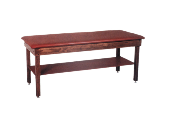 Hardwood Treatment Tables - H Brace, Shelf, Upholstered