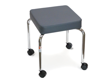 Stool, 4 Casters, Gray