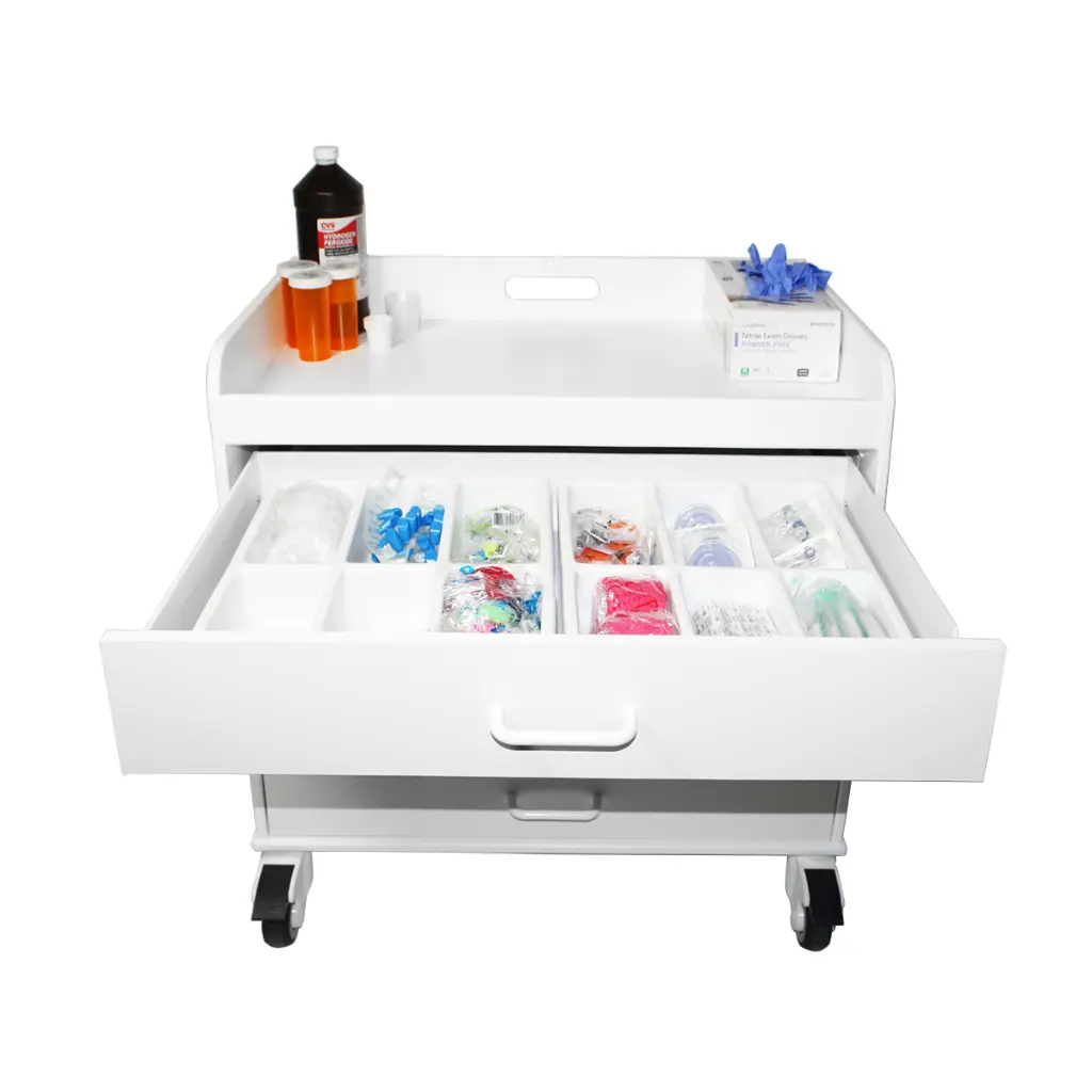 Extra Wide Compact Cart with White Drawers