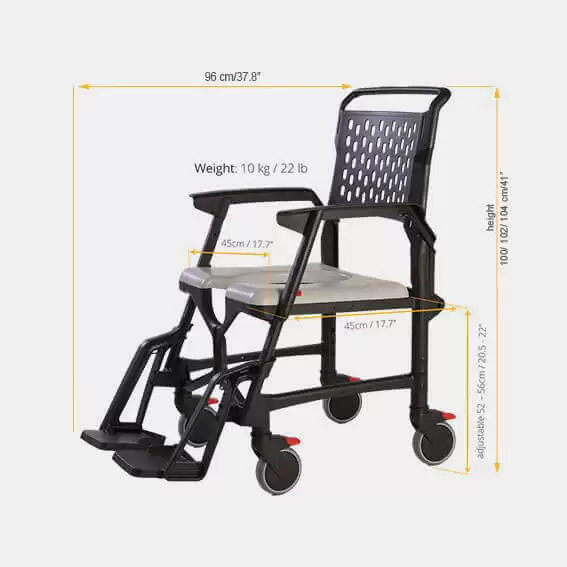 BathMobile Adjustable Shower Commode Chair