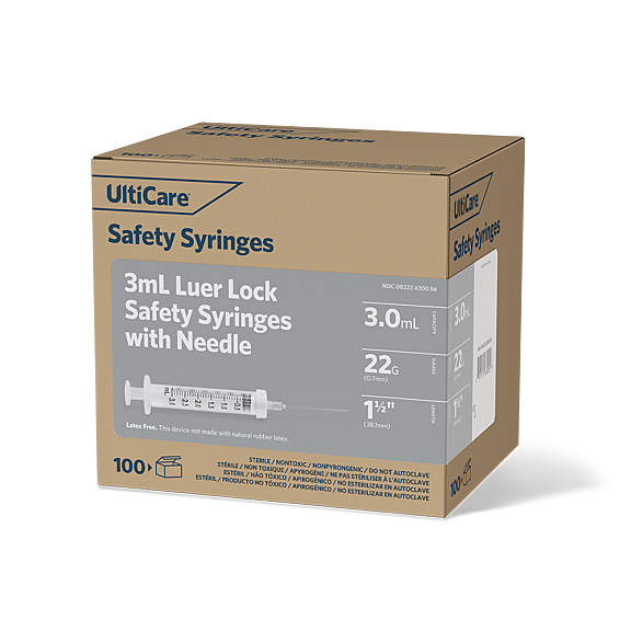 Safety Syringe with Detachable Needle, 3 ml, Luer Lock