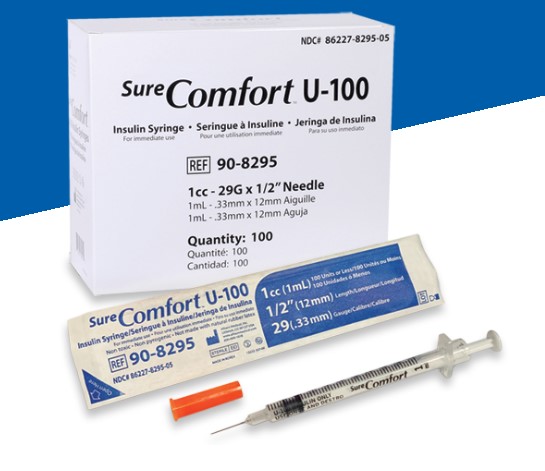SureComfort U100 Insulin Syringes, Individually Wrapped
