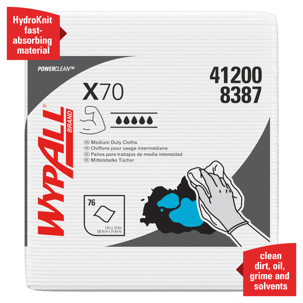 Wypall X70 Wipers, White, Bulk