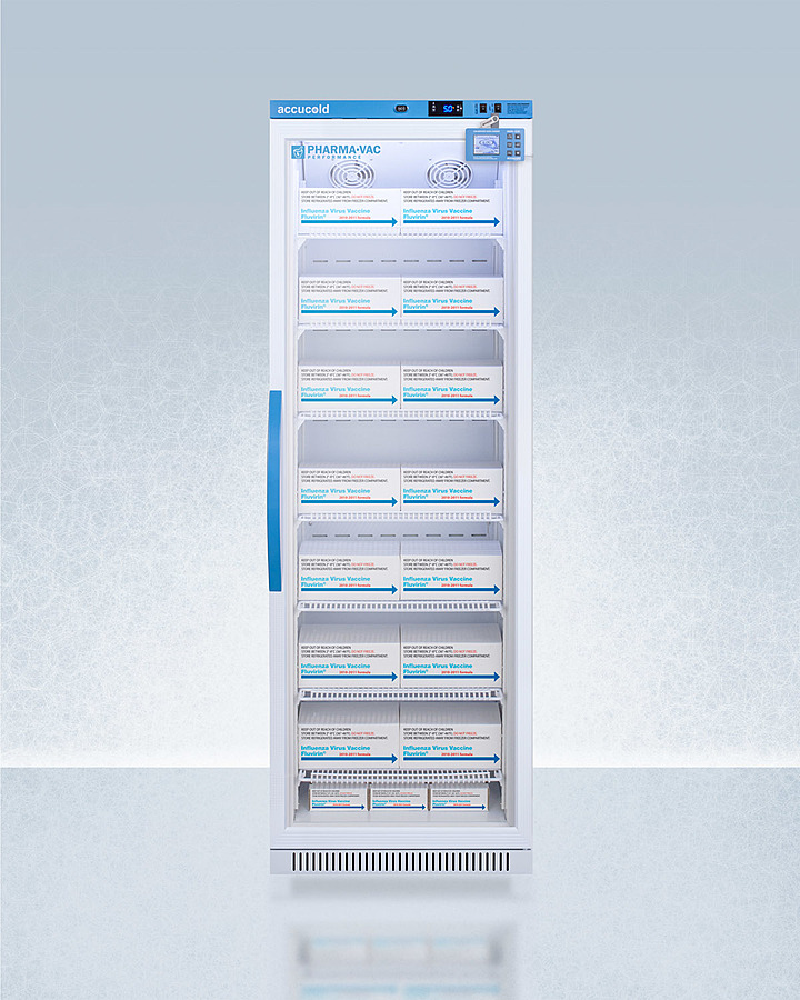 15 Cu Ft Upright Vaccine Refrigerator with Glass Door and Factory Installed DDL