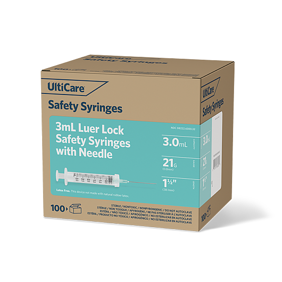Safety Syringe with Detachable Needle, 3 ml, Luer Lock