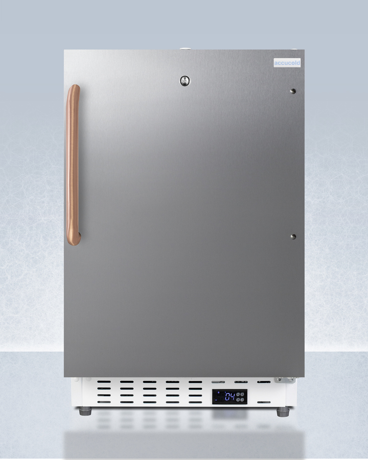 ADA Compliant 21" Wide Built In Healthcare All Refrigerator with Lock and Copper Handle