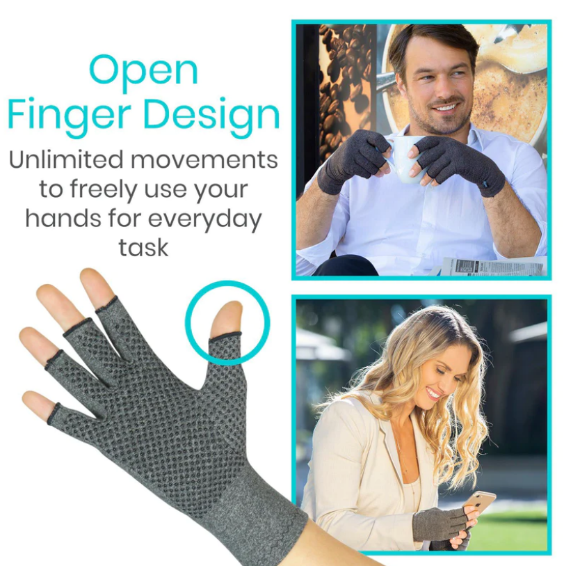 Open Finger Arthritis Gloves with Grips 