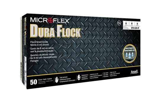 MicroFlex Dura Flock Exam Gloves, Nitrile, Powder Free, Non Sterile