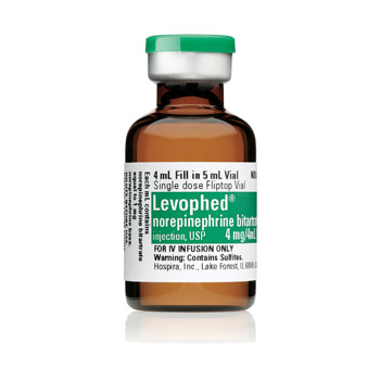 Levophed Norepinephrine Bitartrate Injection, USP - 4 mg/4 mL Solution in Single Dose Glass Vial