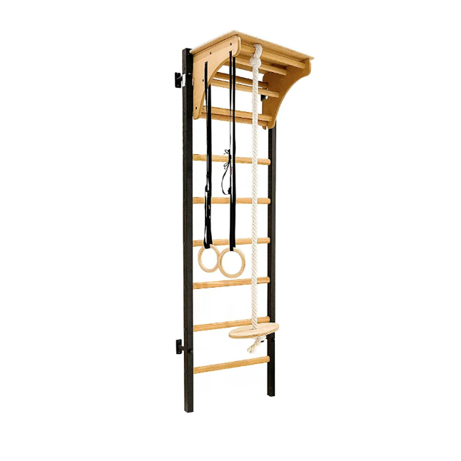 212+A076 Wall Bar with Adjustable Beech Wood Pull Up Bar