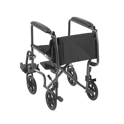 Lightweight Steel Transport Wheelchair with Fixed Full Arms