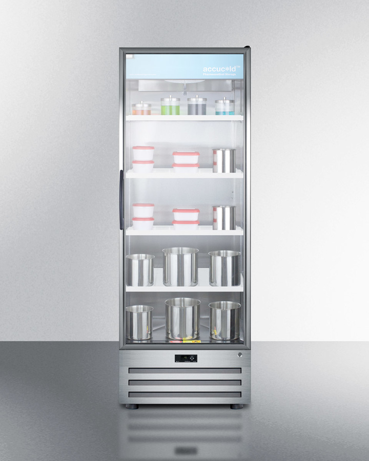 28" Pharmaceutical Refrigerator Wide Full-Size, Glass Door, Lock, Digital Thermostat