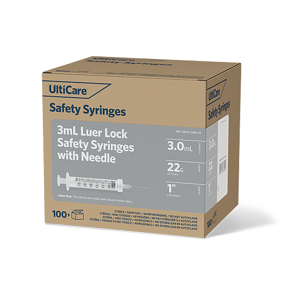 Safety Syringe with Detachable Needle, 3 ml, Luer Lock