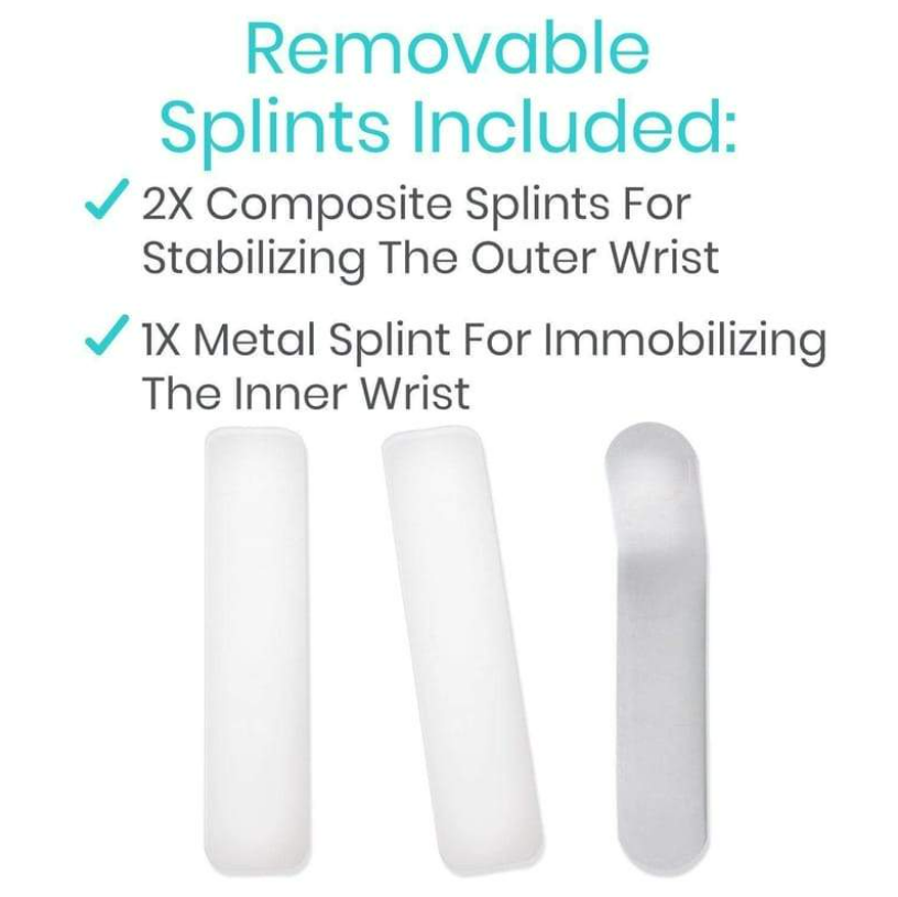 3 Splint Adjustable Reversible Wrist Brace