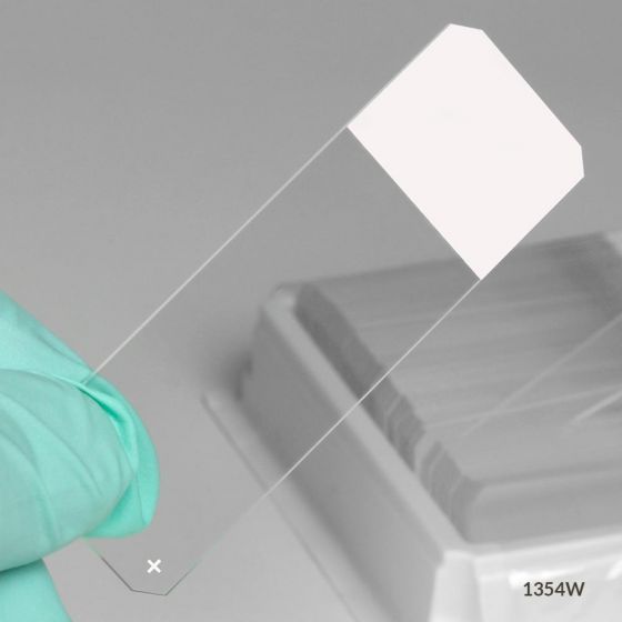 Diamond White Glass Charged Slides with Clipped Corners