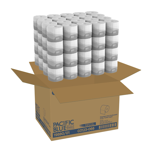 Pacific Blue Basic, Standard Bathroom Tissue, 2 Ply, White